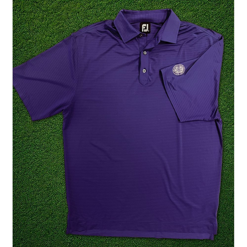 FootJoy Polo Shirt Mens L Purple Stretch Golf Performance NLCC Logo Hi-Low Slit